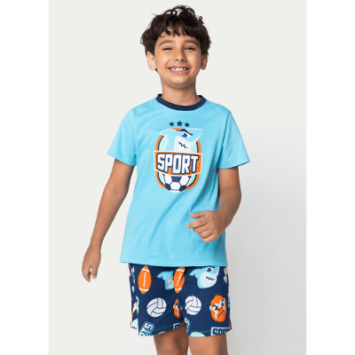 Pijama Manga Curta Algodão Menino Tuba Futebol