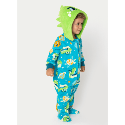 Macacão Manga Longa Soft Bebê Menino Dino Astronauta