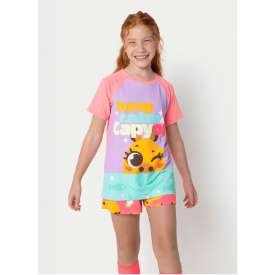 Pijama Manga Curta Viscolycra Menina Teen Capivara Vibes
