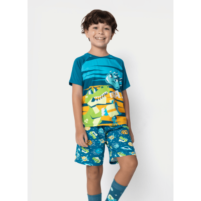 Pijama Manga Curta Viscolycra Menino Dino Astronauta