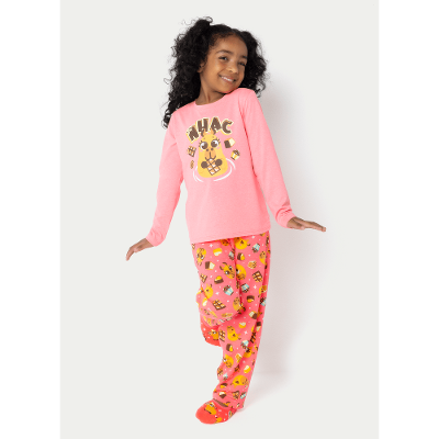 Pijama Manga Longa Menina Capivara Chocolate