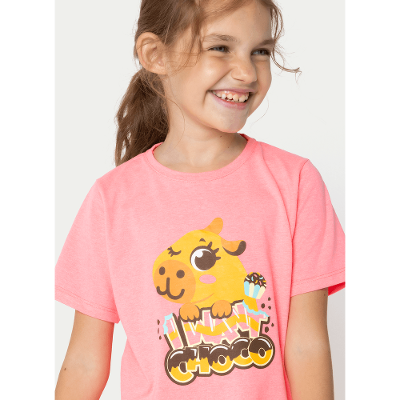 Pijama Manga Curta Menina Capivara Chocolate