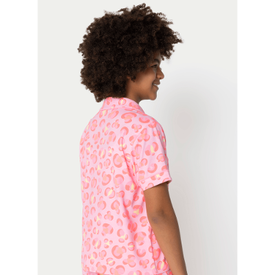 Pijama Manga Curta Viscose Menina Teen Gata Cereja