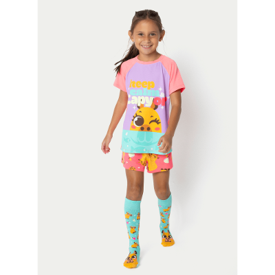 Pijama Manga Curta Viscolycra Menina Capivara Vibes