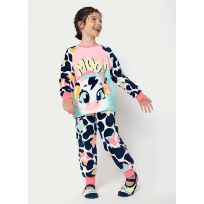Pijama Manga Longa Soft Menina Vaca Moosic