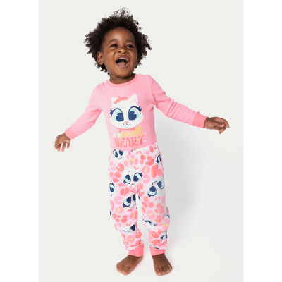Pijama Manga Longa Bebê Menina Gata Cereja