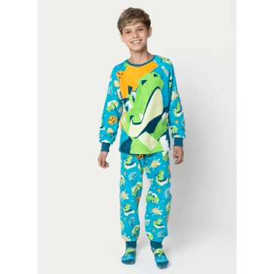 Pijama Manga Longa Soft Menino Teen Dino Astronauta