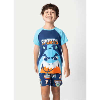Pijama Manga Curta Viscolycra Menino Tuba Futebol