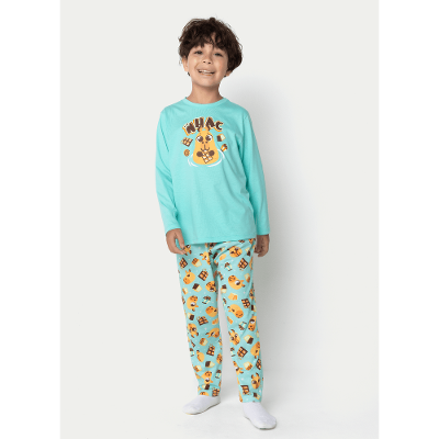 Pijama Manga Longa Algodão Menino Capivara Chocolate