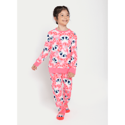 Pijama Manga Longa Ultra Visco Menina Gata Cereja