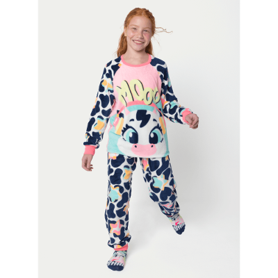 Pijama Manga Longa Soft Menina Teen Vaca Moosic