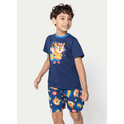 Pijama Manga Curta Algodão Menino Tigre Lucha
