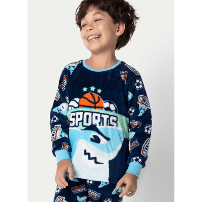 Pijama Manga Longa Soft Menino Tuba Futebol