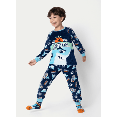 Pijama Manga Longa Soft Menino Tuba Futebol