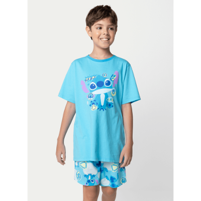 Pijama Manga Curta Algodão Menino Teen Stitch