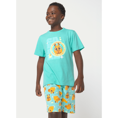 Pijama Manga Curta Algodão Menino Teen Capy Bora