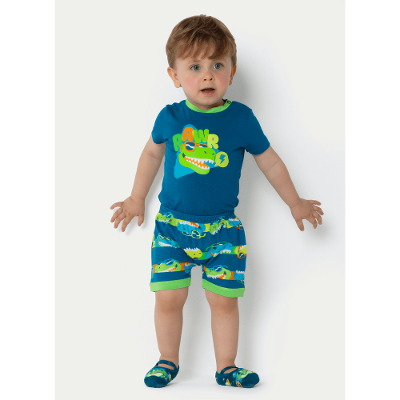 Pijama Manga Curta Viscolycra Bebê Menino Dino