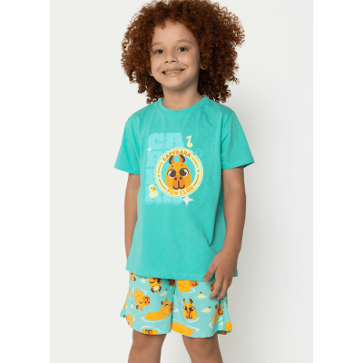Pijama Manga Curta Algodão Menino Capy Bora
