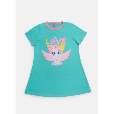 Camisola Manga Curta Algodão Menina Unicórnio Love