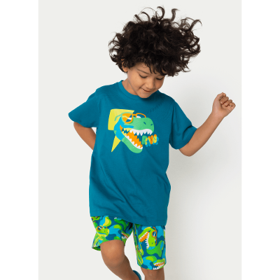 Pijama Manga Curta Algodão Menino Dino