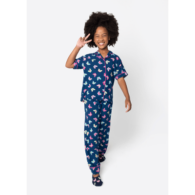 Pijama Manga Curta Viscose Menina Teen Borboletas