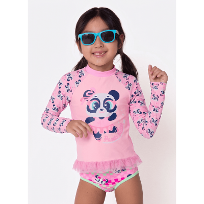 Camiseta Manga Longa Menina Panda Ballet