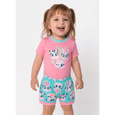 Pijama Manga Curta Viscolycra Bebê Menina Multibichos BFF