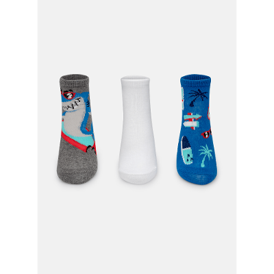Kit com 3 meias Menino Tubarão Surfista
