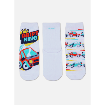 Kit com 3 Meias Soquete Menino Carros
