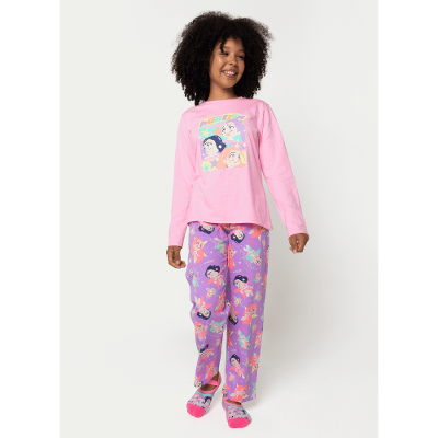 Pijama Manga Longa Menina Teen Guerreiras do K-Pop