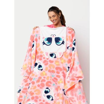 Manta com Capuz Soft Gata Cereja