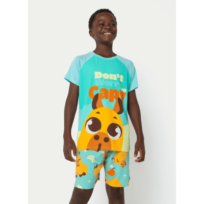 Pijama Manga Curta Viscolycra Menino Teen Capivara Vibes