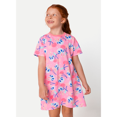 Camisola Manga Curta Algodão Menina Unicórnio Frutas