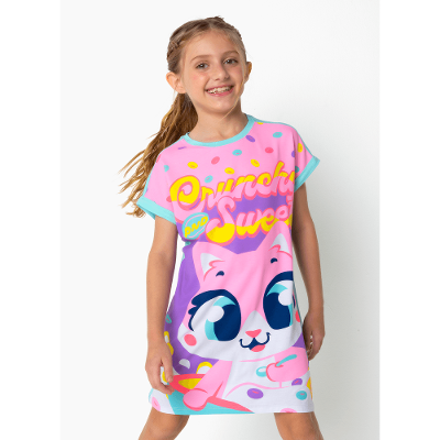 Camisola Manga Curta Viscolycra Menina Gata Cereal