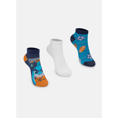 Kit com 3 Meias Cano Curto Menino Tubarão Futebol