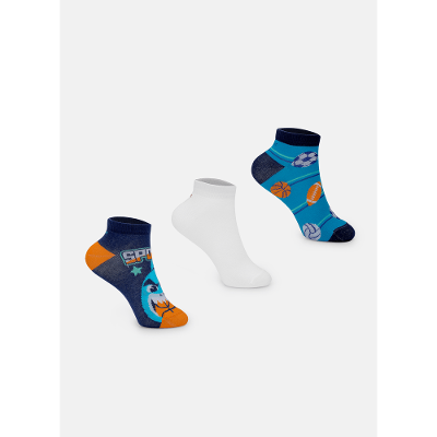 Kit com 3 Meias Cano Curto Menino Teen Tubarão Futebol