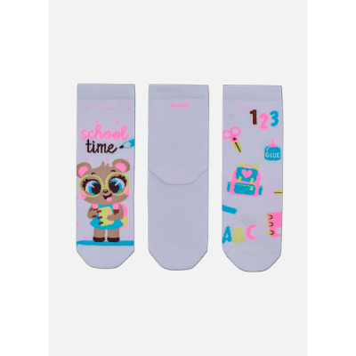 Kit com 3 Meias Soquete Menina Ursa Estudante