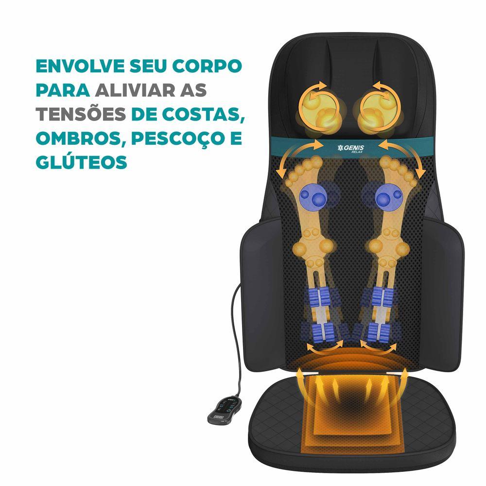 Assento Massageador Shiatsu Comfort e Massageador para pés com aquecimento Genis Relax - 4