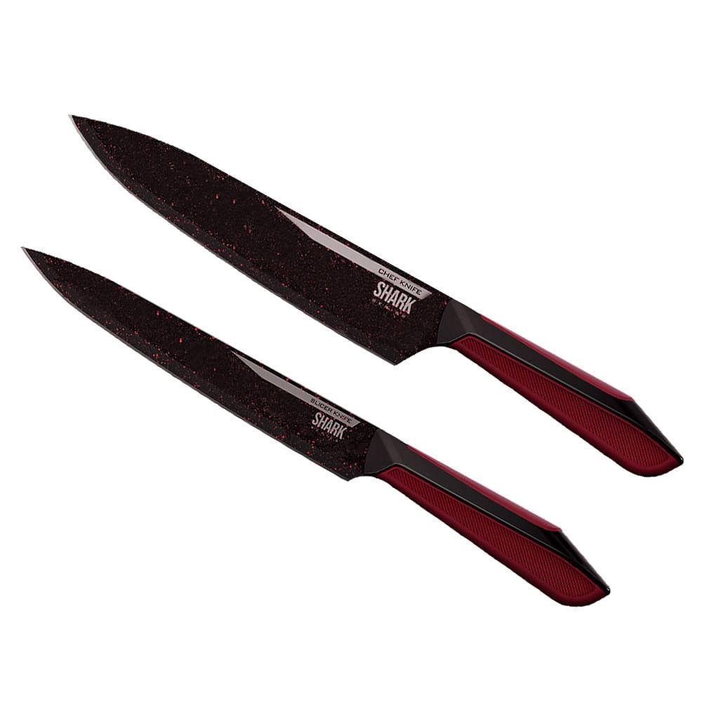 Conjunto de Facas Ichef Polishop - Professional Cut - Shark Series - Red - 1