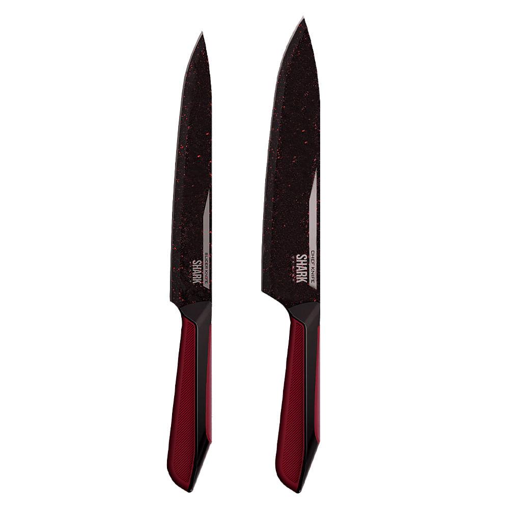 Conjunto de Facas Ichef Polishop - Professional Cut - Shark Series - Red - 2
