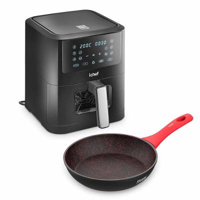 Fritadeira Elétrica Airfryer Smart Vision 6L e Panela Home Azul Saute Petit 20cm
