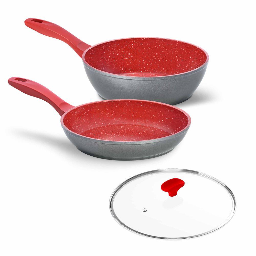 Panelas Sauté Grand e Day By Day com Tampa de Vidro Ichef 24Cm Vermelha - 1