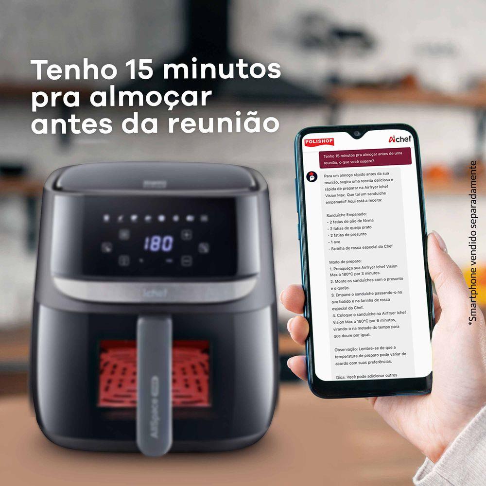 Fritadeira Elétrica Airfryer Vision Max Ichef Polishop 5,7L - 10