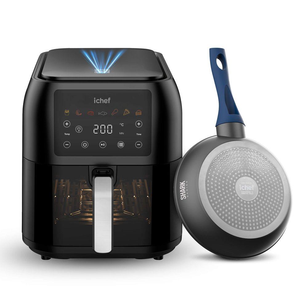 Fritadeira Elétrica Airfryer Max Space 8L e Panelas Ichef Home Sauté Grand 24cm e Ichef Home Sauté Petit Vermelha 20cm - 2