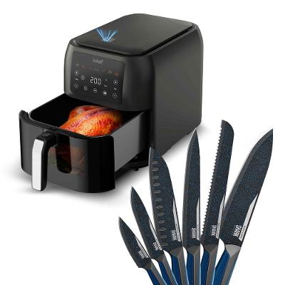 Fritadeira Elétrica Airfryer Max Space 8L e Conjunto de 6 Facas Ichef Special Cut Azul