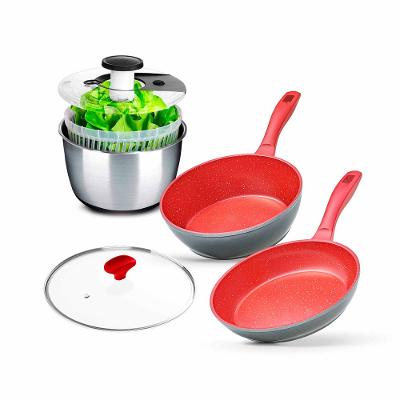 Panelas Polishop Sauté Grand, Day by Day com Tampa 24cm Vermelha e Centrífuga de Salada ichef Salad Spinner