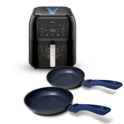 Fritadeira Elétrica Airfryer Max Space 8L e Panelas Ichef Ultra Sauté Grand 24cm e Ichef Ultra Sauté Petit Vermelha 20cm