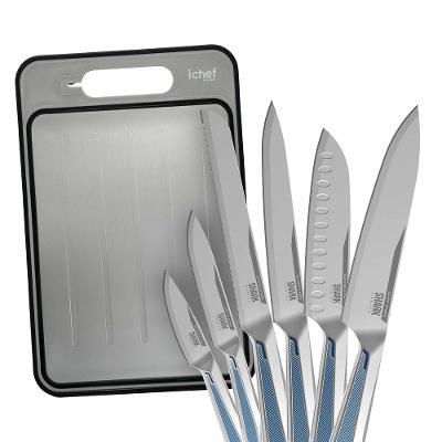 Conjunto de Facas Polishop Professional Cut Inox e Tábua de Corte Dupla Face - Ichef Dual Cut