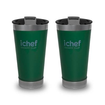 Dois Copos Térmico Polishop Ichef Com Tampa Smart Cup 600 ml