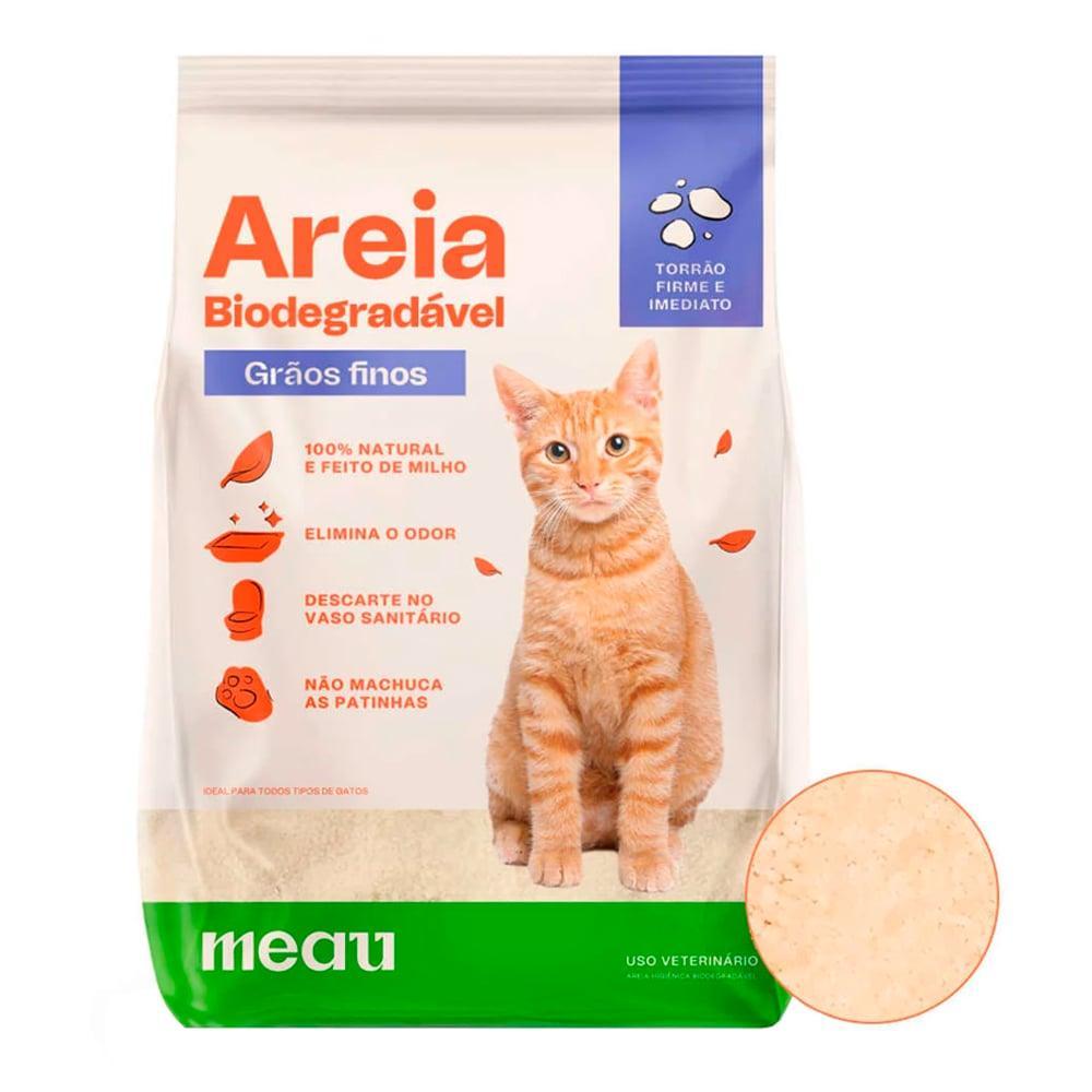 Areia Higiênica Meau Biodegradável Grãos Finos para Gatos - 8 Kg (2 unidades de 4kg) - 1